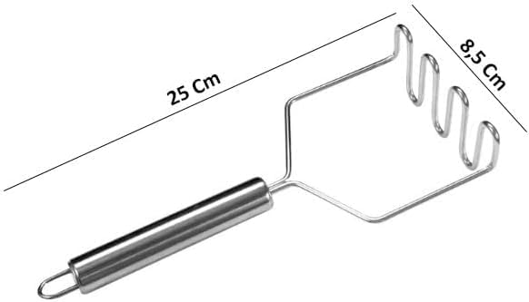 xesha Metal Saplı Paslanmaz Çelik Patates Ezici (Metal Saplı) patates presi, yüksek kaliteli tasarım, oval saplı ve pratik asma halkalı, püre ezici