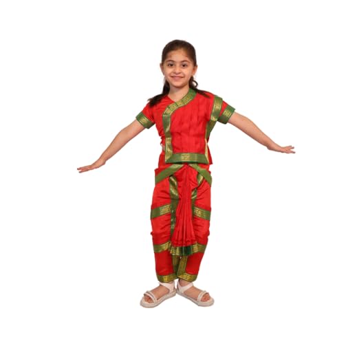 Image of Kaku Fancy Dresses Indian Classical Dance Costume for Girls, Bharatnatyam, Sufi, Kathak Dance Costume Accessory for Kids