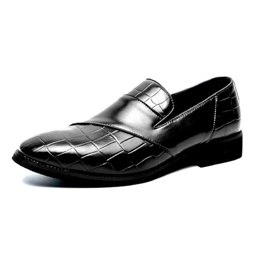 Mens Plaid Printed Low Heel Loafer Fashion Comfort Pointed Toe Slip On Business Dress Shoe Classic Casual Work Party Shoe