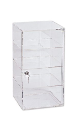 4-Shelf Tower Display in Acrylic Clear 9.75 W x 9.75 D x 18.5 H Inches with Lock