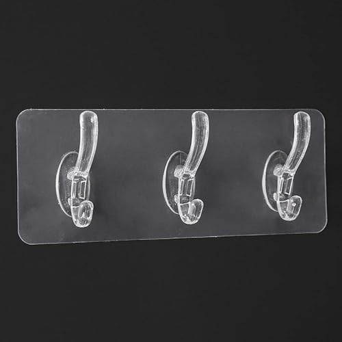 Image of KHEDU FAB 1 Pc's Self Adhesive Wall Hooks for Kitchen Organizer Hook for Wall Without Drilling for Home Kitchen Bathroom Bedroom Keys Bag Towels Hanger for Hanging Clothes Strong (3-Hook-Hanger)