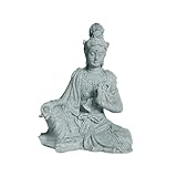 [Matériau] : La statue de Bouddha est fabriquée en grès, un matériau reconnu pour sa durabilité et sa texture unique qui contribue à son esthétique