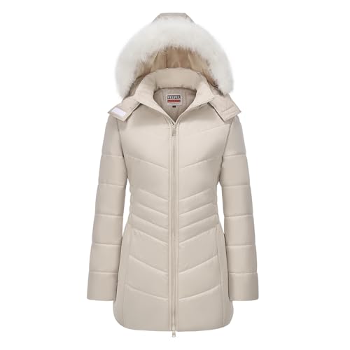 WULFUL Women's Thicken Puffer Jacket with Removable Hood
