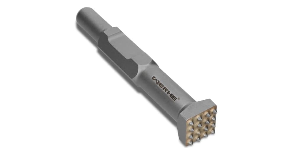 WERHE® Bocciardatore HEX30 – 16 denti, 220 mm – Robusto utensile a scalpello per la lavorazione del calcestruzzo – quadrato