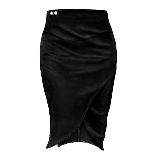FLUFFY SENSE. Midi Skirt for Women Stretch High Waist Pencil Skirt