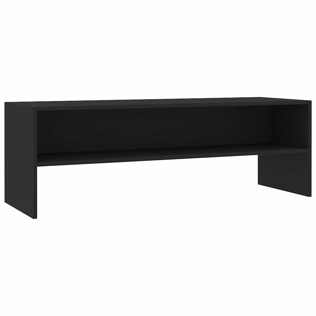 Hothingwell Szafka pod telewizor czarna drewno inżynieryjne 120x40x40 cm | Otwarta przegroda do przechowywania, łatwe do czyszczenia, łatwy montaż, klasyczny styl