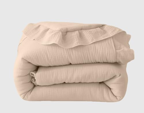 CLoucl 100% Cotton Muslin Crib Comforter/Quilt,Ultra Soft Cozy Reversible Baby Blanket,All Season Toddler Blankets for Boys and Girls, Machine Washable,41