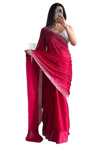 Sari 13608 mousseline de soie satinée strass idéal pour mariage