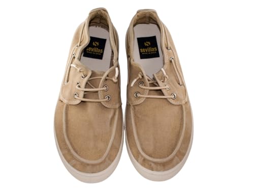Sevillas Zapatillas de Verano para Hombre, Lona, Estilo Náutico, Color Marino, Beige, Gris (Beige, Sistema Tallas Calzado EU, Adulto, Hombre, Números, Mediano, 42)