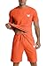 MLANM Mens Tracksuit Set 2 Piece Outfits Casual Summer Fashion Short Sleeve T Shirt and Short Sets L-Orange