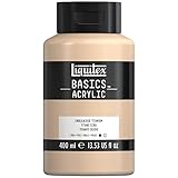 liquitex 8870338 basics - pittura acrilica, pigmenti per artisti monopigmentati, resistente alla luce, durevole nel tempo, finitura satinata, flacone da 400 ml - titanio grezzo