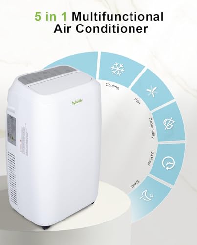Image of Hykolity WiFi Enabled Portable Air Conditioner, 12,000 BTU 5 in 1 Quiet Smart AC Unit with 3-Speed Fan, Dehumidifier, 24H Timer & Sleep Mode, Window Kits for Home, Rooms, Up to 550 Sq.Ft