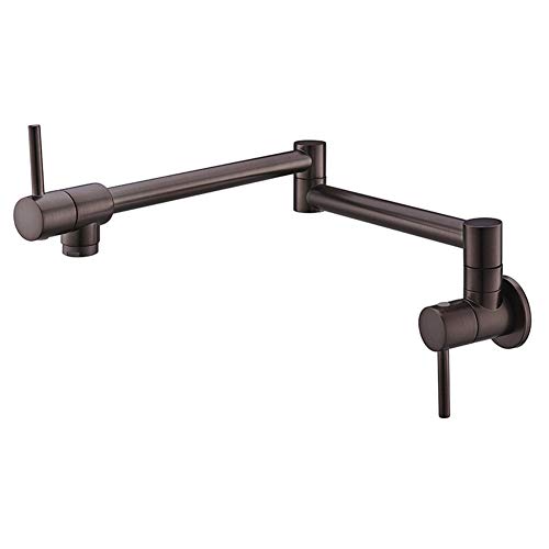 ダブルハンドルのある現代の真鍮ポットフィラー蛇口壁に取り付けられた茶色の仕上げモダンキッチン料理愛好家とホームシェフに最適 LWX
