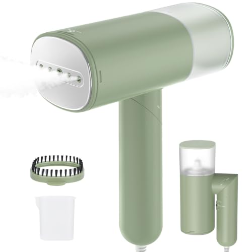 Handheld Steamer for Clothes, 1200W Foldable Travel Steamer, 20 Sec Preheat Garments Wrinkle Remover, 120V Portable Hand Iron with 150ml Water Tank, Clothes Steamer for Home Travel-Green
