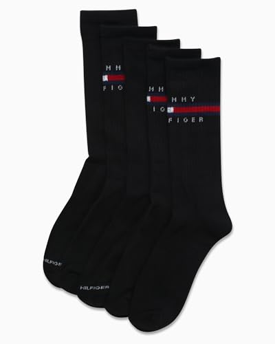 Tommy Hilfiger Men's Crew Socks - 5 Pack Performance Stretch Cushion Crew Socks - Athletic Socks for Men (Shoe Size: 7-12)4