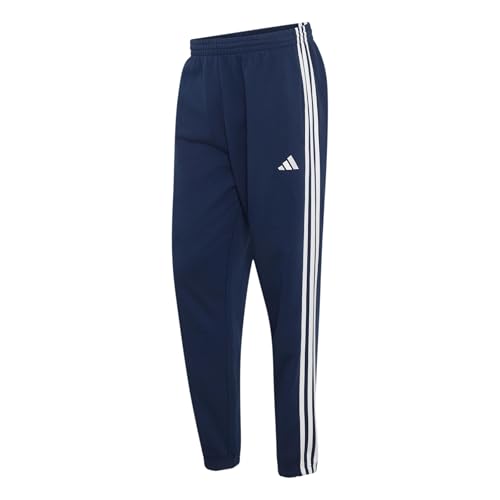 adidas Hombre Essentials 3-Stripes Fleece Tapered Cuffed Pants, Team Navy Blue 2/White, XL
