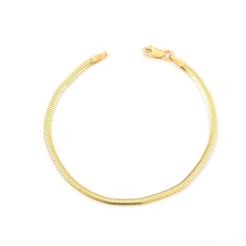 Snake Bracelet, 14K Real Gold Herringbone Bracelet, Minimalist Gold Snake Bracelet, Dainty Custom Snake Bracelet