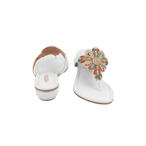 Image of Metro Women Fashion /Ethnic Embroidered Heel Slip-on Sandal