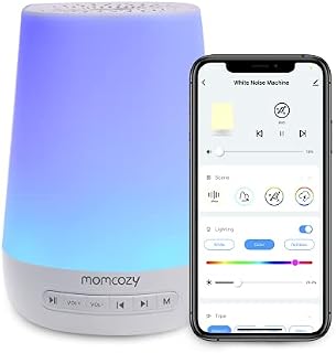Momcozy White Noise Machine,Sound Machine for Baby Adults with 7 Colour Night Light,34 Soothing SoundsTherapy for Sleeping Nursery, White Noise APP Control,Timer,USB Rechargeable,Office Home Travel