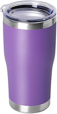 DOMICARE 20oz Tumbler with Lid Stainless Steel Tumblers Bulk, Double Wall Vacuum Insulated Coffee Travel Mug Powder Coated Tumbler, Purple