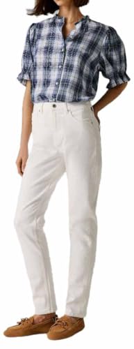 Jeans Tapered Femme Blanc Pepe Jeans Violet en Coton Souple 28W 30L