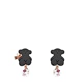 Cierre presión TOUS Pendientes mujer New Tibet de plata vermeil rosa y onix con perla y rubí. Cierre presión - Tamaño 1,15 cm