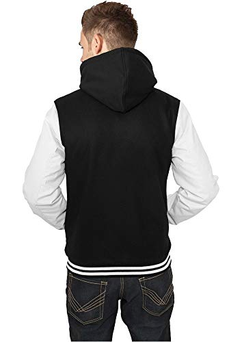 Jaqueta College Americana Preta/Branca New York Capuz Removível (GG)