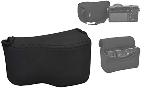JJC Black Ultra Light Neoprene Camera Case Pouch Bag for Sony Alpha a6600 a6500 a6400 a6300 a6100 a6000 a5100 with Sony SELP1650 16-50mm Zoom Pancake Lens, Size 120 x 73 x 87mm (W x H x D)