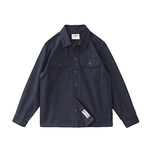 Chemise de travail rétro pour homme Vsadsau bleue taille M en coton vintage