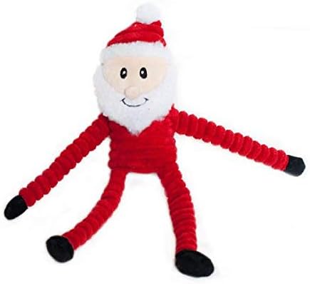 ZippyPaws Holiday Crinkle - Squeaky Plush Dog Toy (Santa, Small)
