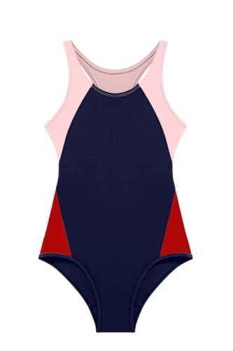 Image of Beautikini Period Swimwear One Piece Leakproof Menstrual Swimsuit Racerback Color Block Bathing Suit for Teen Girls Women