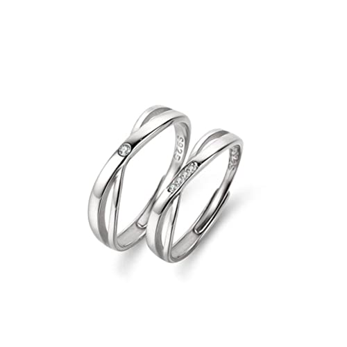 Bague ouverte argent S925 ajustable couple cadeau amoureux