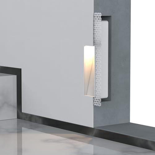 Image of SCON Recessed Step Light, 2W LED Rectangle Skirting Wall Light 3000K Warm White, Invisible Stair Lights Indoor, Recessed Wall Night Light, Trimless Design for Hallway, Stairway, Bedroom, Dining Room