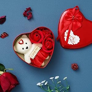 The Overa Craft Red Rose & Teddy Bear in Heart Shape Metal Box Multicolour for Birthday Gift, Gift for Love one, Gift for Wife Girlfriend (5 Inches) (Metal, Red)-image-16