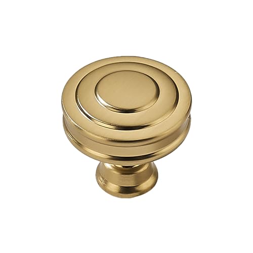 khtumeware 20 Pack 1-1/4 Inch(32mm) Brushed Brass Round Cabinet Knobs Heavy Duty Soild Warm Brass Cabinet Knobs Kitchen Brushed Gold Cabinet Hardware for Cupboard Drawer Handles by khtumeware - Used condition - US$36.79