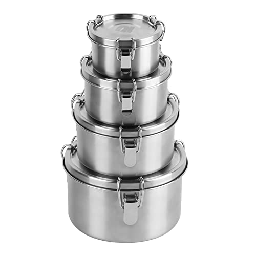 nicelock Stainless Steel Food Containers with Airtight Lids - Reusable Meal Prep Storage Containers Leakproof Metal Bento Lunch Box Snack Boxes for Kids Adults Stackable Kitchen Organizer Pack of 4