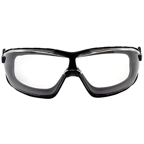 Global Vision Sunn Up Motorcycle & Safety Goggles ANSI Z87.1 Scratch-Resistant Anti-Fog 2 Pair Clear & Smoke Lenses (Grey-Clear/Grey-Smoke)