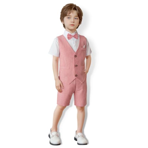Image of Nwada Boys Suit Toddler Dress Clothes Shirt with Bow Tie, Dress Pants Sets Kids Gentleman Outfit suits
