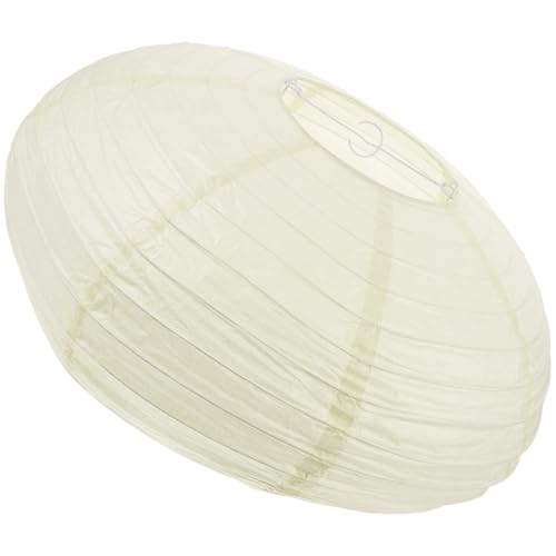 DEARMAMY Pantalla de Lámpara de Papel Colgante Plegable Beige Farolillo de Papel para Decoración de Fiestas y Hogar Pantalla de Lámpara de Farol Ovalado de 40 CM para Ambiente Cálido