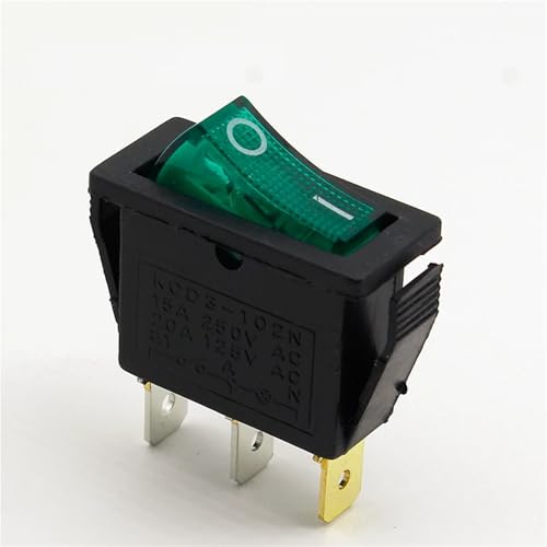 Interruptor basculante con indicador LED verde y 3 pines SPST de alta capacidad 20A