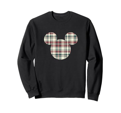 Sweat Mickey Mouse de Noël motif écossais rouge et vert de fête