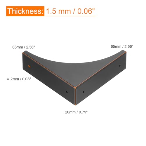 Image of uxcell Corner Protectors, 4Pcs 2.56 inch - Metal Corner Protector, Vintage Decorative Corner Brackets with Screws, Edge Guards for Furniture Box Table (Black)
