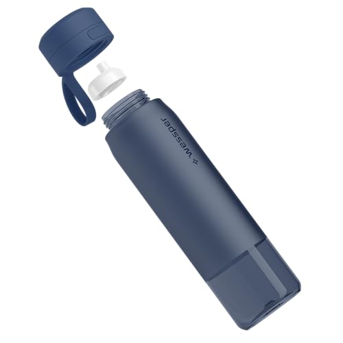 Wessper Actitex – Botella filtrante de Tritan 1000 ml, Azul oscuro, filtro de borosilicato, sin BPA, hermética, apta para lavavajillas y agua con gas