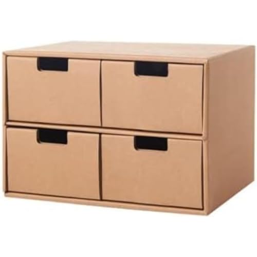 MumuElf2個入 引き出し収納ボックス:ダンボール製で頑丈。折り畳み式で組み立て簡単。大容量で衣類・書類・日用雑貨を整理。おもちゃ箱にも。 (4つの引き出し,a)