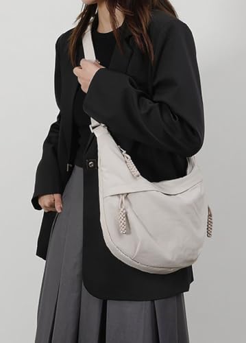 Image of Hobo Bag for Women Men Crescent Shoulder Bag Retro Nylon Canvas Crossbody Bag Slouchy Corduroy Dumpling Bag Purse | Retro
