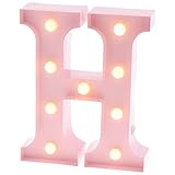 Barnyard Designs Metal Marquee Letter H Light Up Wall Initial Nursery Letter, Home and Event Decoration 9” (Baby Pink)