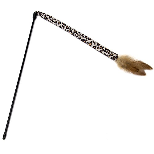 Weebo Pets Interactive Leopard Print Teaser Wand Cat Toy With Feather #TOP1