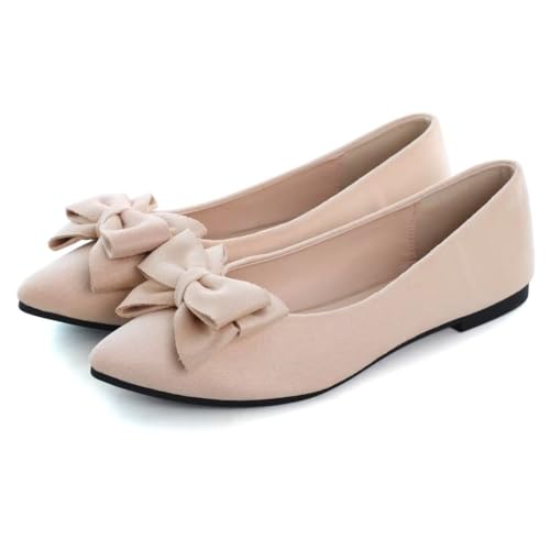 Image of TN TANGNEST Women Fashion Bowknot Flats Comfort Pointed Toe Dress Shoes