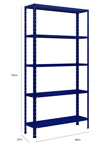 Estante Aço 5 Prat. Bipartida 155x80x27 Azul Del Rey 10090