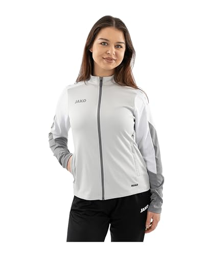 JAKO Damen Polyesterjacke Dynamic, hellgrau/weiß/grau, XL – Ansicht 2